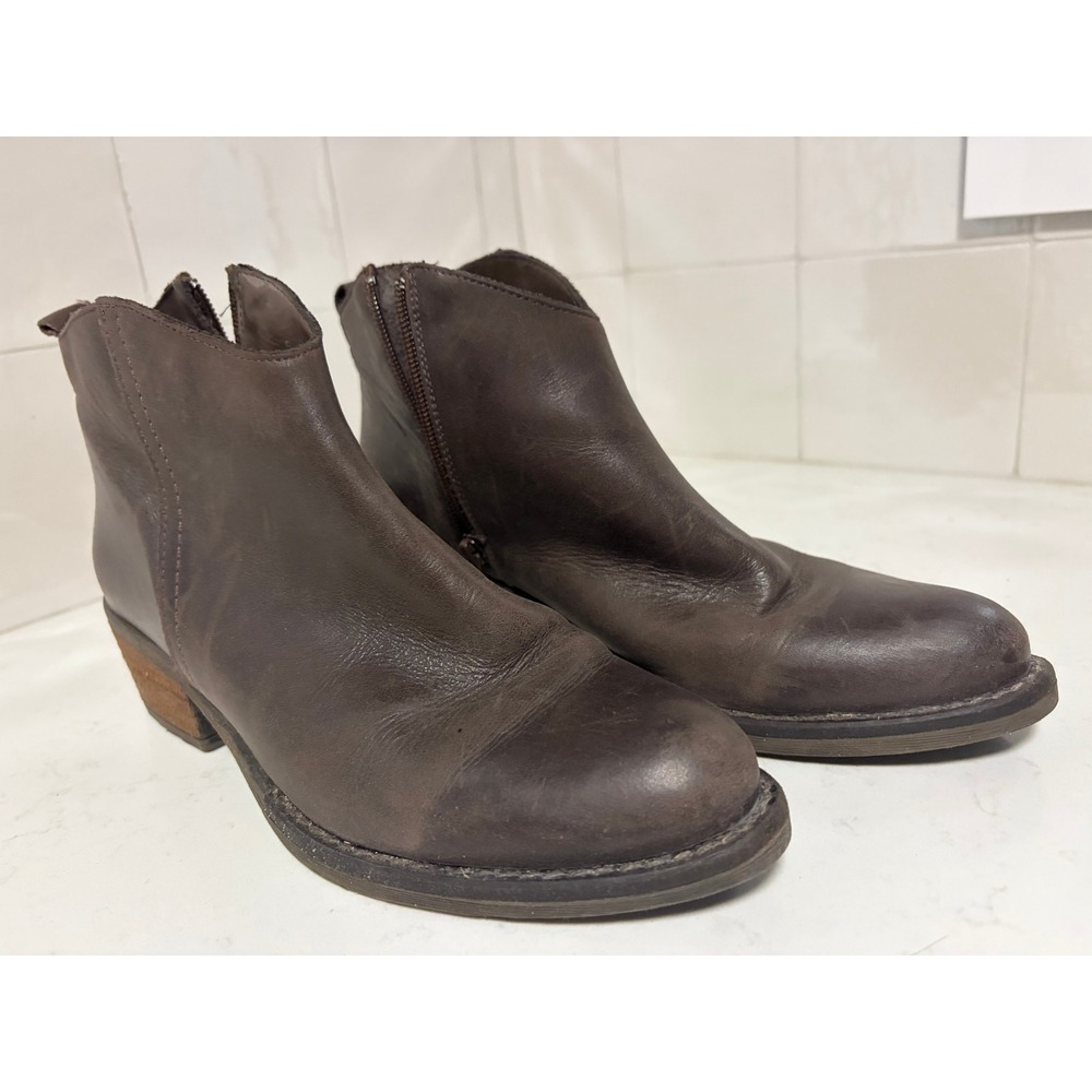 Marroqui Sanchez Brown Leather Ankle Boots Spain Size 7.5 Wood Block Heel